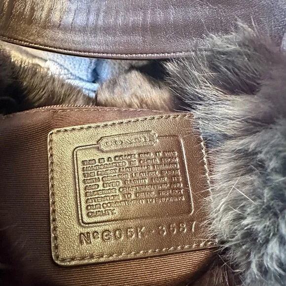 Vintage COACH Dark Brown Quilting Nylon with Fur Opening Shoulder Bag #3587 y2k - Picture 8 of 16